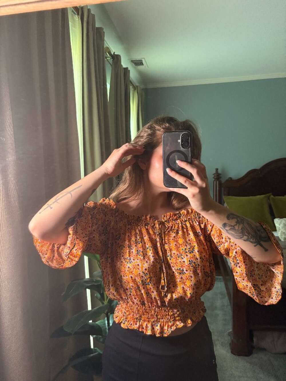 Off the Shoulder Cropped Fairy-Core Boho Top
